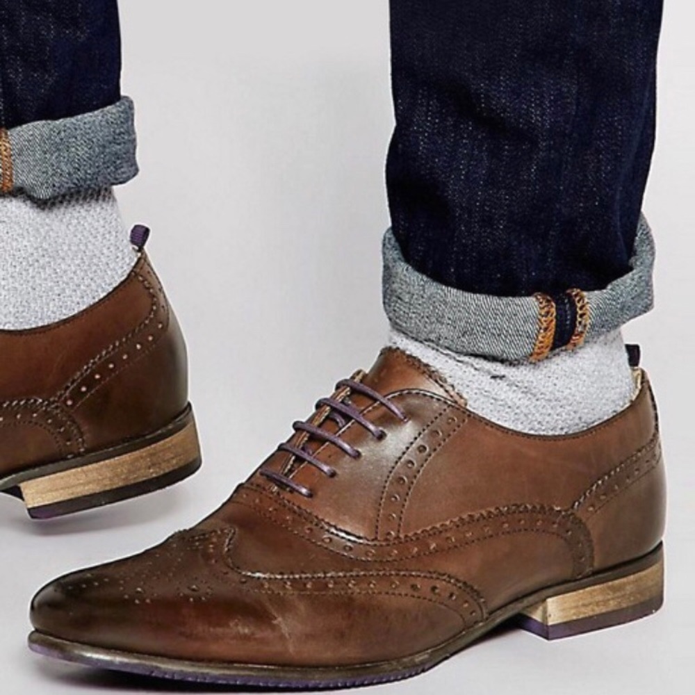 Men’s Asos Brogue Shoes in Brown Leather